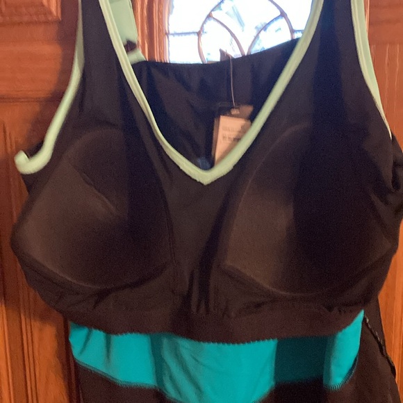 Avenue Tri-Tone Tankini Swim top - Aqua, Teal, Black - Picture 6 of 6